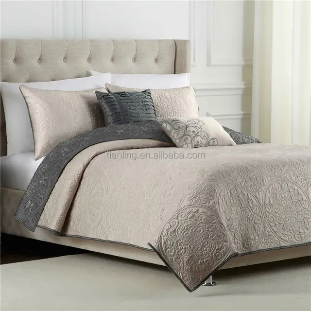 retro style 4 pieces reversible custom embossed coverlet