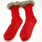 Womens Latest Round Casual Socks Lazy fashion Warm Cozy knit winter furry fur socks with anti slip