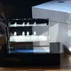 Clear Crystal 3D Laser Cube With Black Crystal Base In Nice Gift Box Custom Logo Souvenir