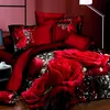 Wholesale Luxury Home Textile Wedding Red Rose Cotton Duvet Cover , Quilt Sheet Set , Bedding Sets