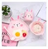 wholesale custom pink rabbit cartoon ceramic dinner plate