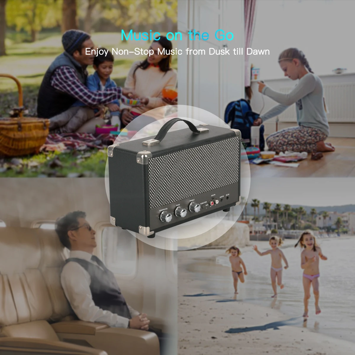 Wireless BT V4.0 Portable Stereo Suitcase Retro Speaker with HD Sound and Bass Aux in Tremble Portable Wireless Speaker - ANKUX.COM