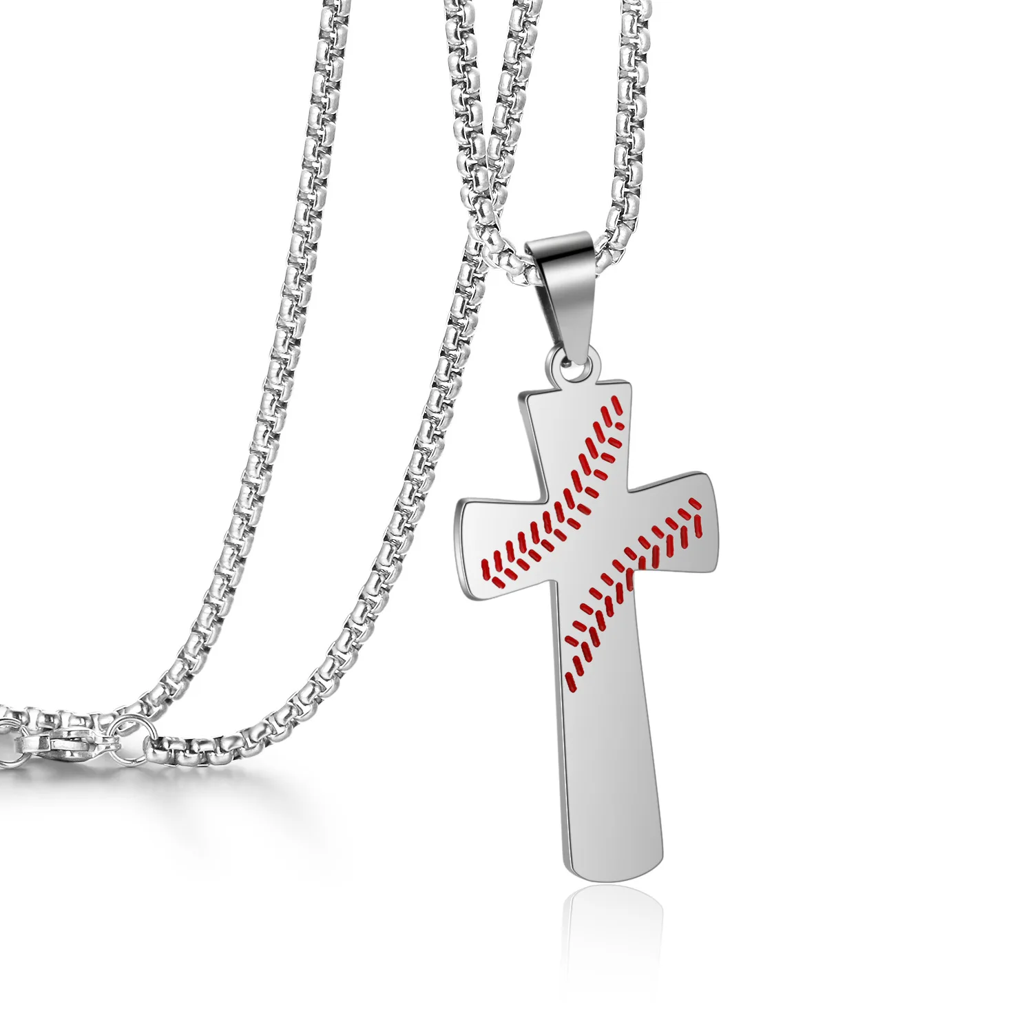 Baseball Cross Pendant Necklace Titanium Steel Scriptures Stainless Steel Religious Ornament Custom Jewelry