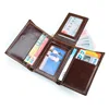Vertical model coffee cow leather 3 fold wallet