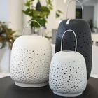 Fancy high quality cheap price hollow out wedding decorative ceramic antique lanterns with metal holder