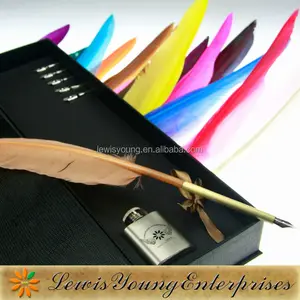 colorful natural goose feather quill pen gift set german ink