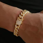 Hip Hop Jewelry 10mm 8in 14k Gold Diamond Miami Cuban Link Bracelet for Men