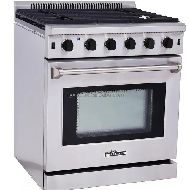 hyxion 30inch stainless steel 5 sealed burner gas range cooker