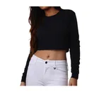 Wholesale Custom Blank Womens Long Sleeves FITTED CROP SWEATSHIRT