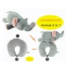 Leadershow 2 in 1 Baby Animal Pillow Elephant Cute Soft U Shape Neck Travel Blanket 3 in 1 Pillow