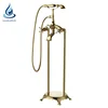 Classical luxury gold plated bathroom bathtub shower faucet, antique brass bath tap floor mounted standing bath mixer taps