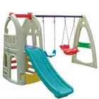 Outdoor Plastic Toy Kids Outdoor Plastic Slide Kids Outdoor Play Center Supermarket Cheap Outdoor Plastic Slide Kids Play House Slide With Swing With Blowing Toy