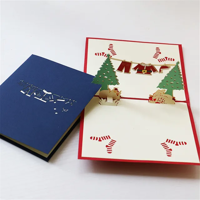 wholesale custom christmas gifts 3d greeting cards creative diy