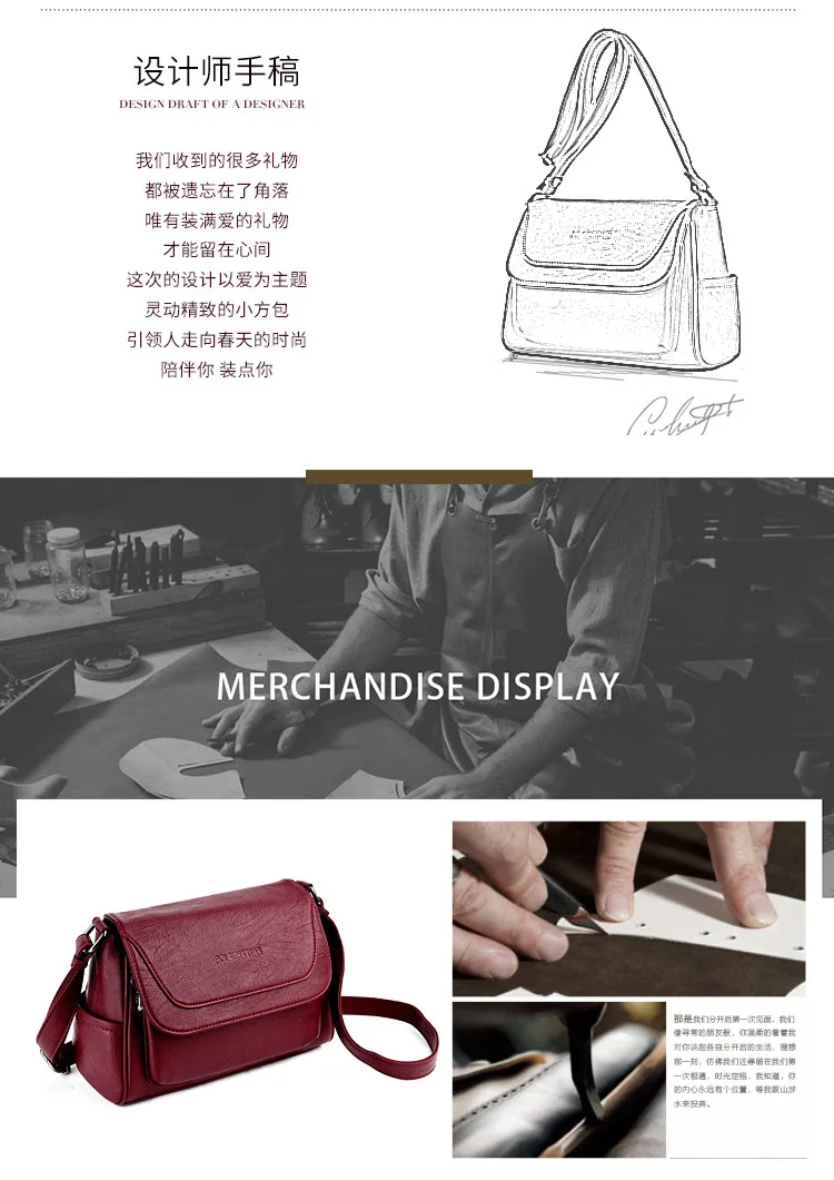 Guangzhou Burgundy Black Bolso Bandolera Sacoche 100% Leather Bag Women Shoulder