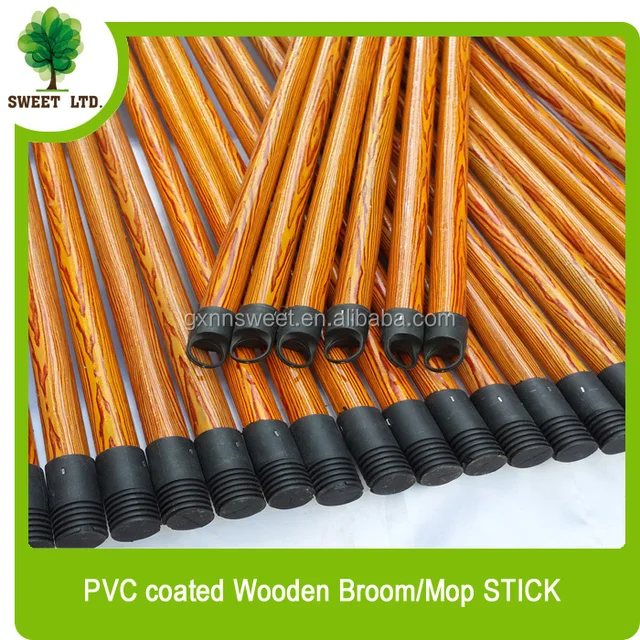 good quality wooden broom pole with plastic cap