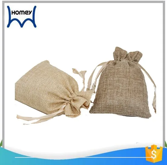 biodegradable tea promotion soft jute packaging drawstring bag