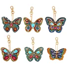 KIKIKEN 5pcs DIY Special Drill Diamond Butterfly Painting Key Ring Handmade Kits