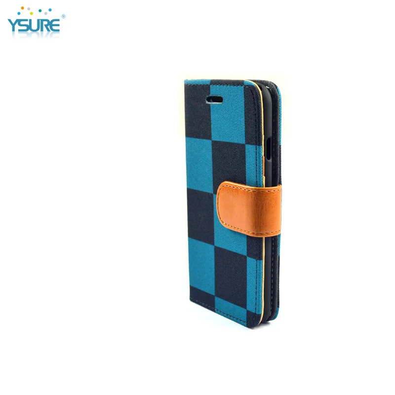 2015 Best Design Hot Sale Special Grid Pattern Denim Leather Case For Lenovo VIBE X2 X2-TO with Card slots and PVC ID slot