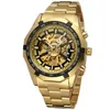 China Skeleton Wholesale Automatic mechanical Gold Men Skeleton Stainless Steel Imported Watches