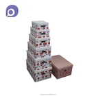 Custom design rectangle shape cardboard paper storage box set with handle