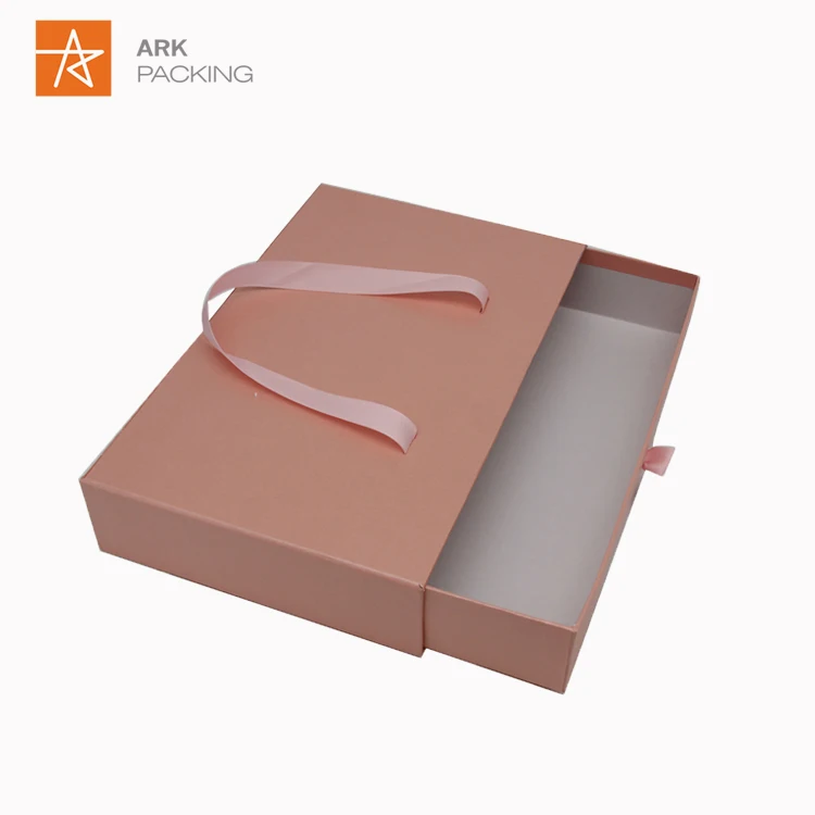 factory customized logo rigid gift box with ribbon handle