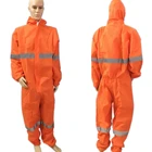 Orange disposable microporous nonwoven reflective coverall