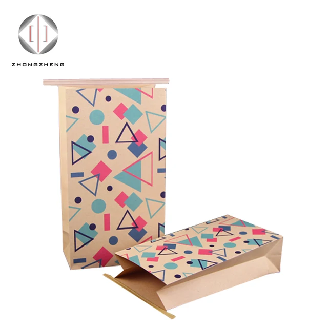 cheap eco friendly material printed food brown kraft paper bag
