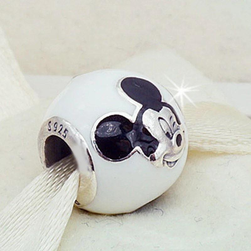 New Fashion Perles Free Shipping Silver Color Bead Charm European with Mickey cartoon Charm Pendant Bead Fit Pandora Bracelet (5)
