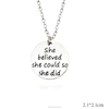 She Believed Letter Necklace Jewelry Custom Stainless Steel Charm