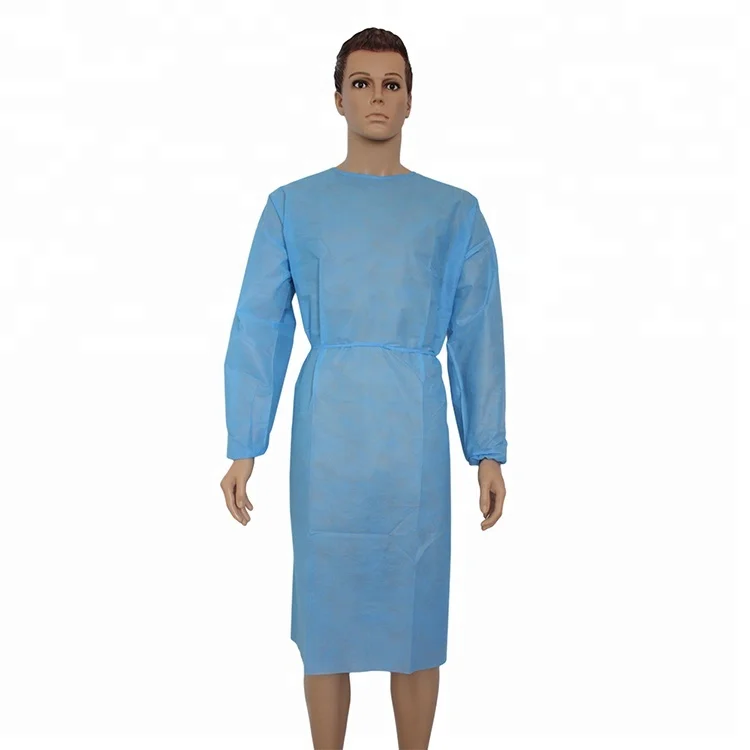 Disposable Nonwoven Sms Blue Surgical Gown Isolation Gown Patient Gown