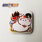 Promotional square shape tin button badge for christmas best selling superior quality cute cartoon lapel pin shop