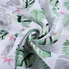High quality 100% linen woven green pink sublimation leaf print on fabric for dress