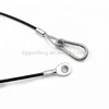 Customized gym cable coated black PVC steel wire rope with stainless steel carabiner and loop
