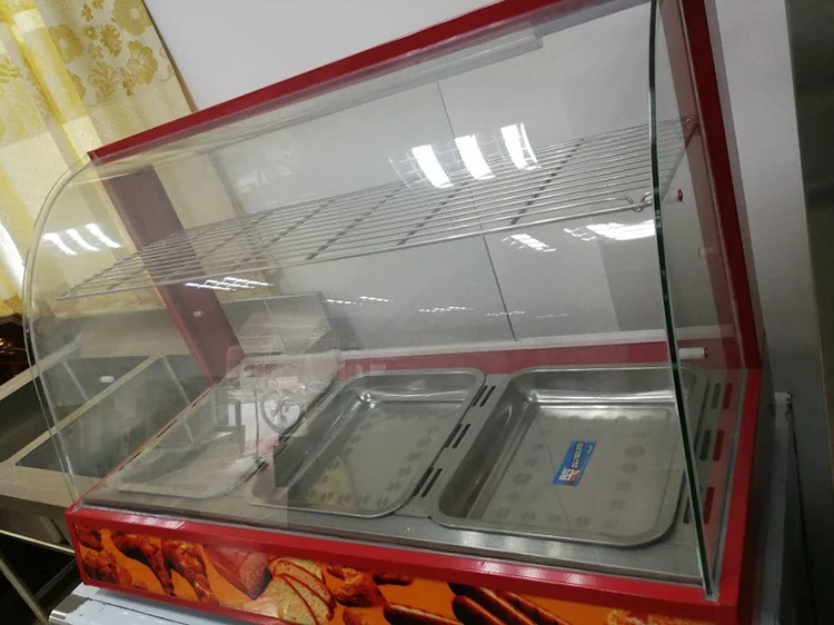 Electric Glass Warming Showcase Temperature 30~85 Degrees Glass Food Warmer Display Showcase