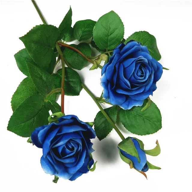 hot sale fabric artificial royal blue rose flower for your