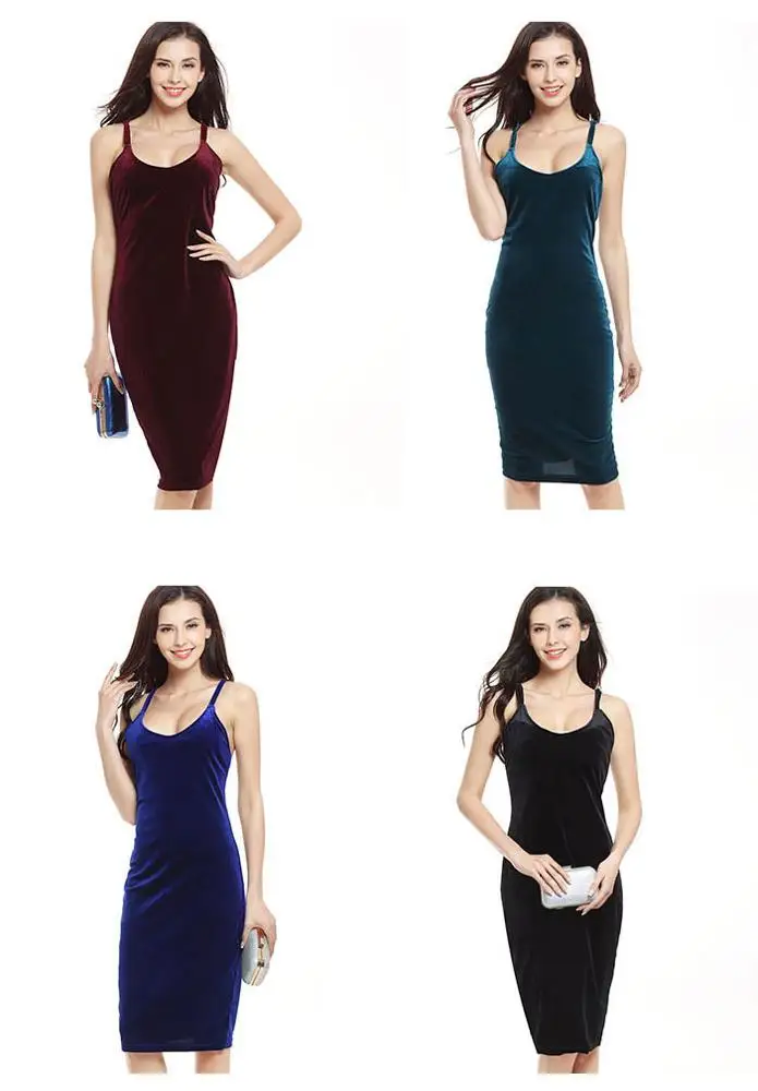 JS 20 Low-Cut V Collar Straps Swan Gold Velvet Best Dress For Farewell Party Bandage Dress 768