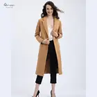 Wholesale Women Long Winter Cashmere Woolen Long Sleeve High Street Style Coat