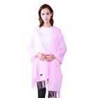 Good quality fashion lady pink tassels 100% acrylic pashmina shawl scarf
