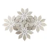 white wood+thassos sunflower mosaic pattern marble sunflower mosaic tile