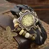 Fashion Retro Watch Women Butterfyly Bracelet Leather Strap Watch