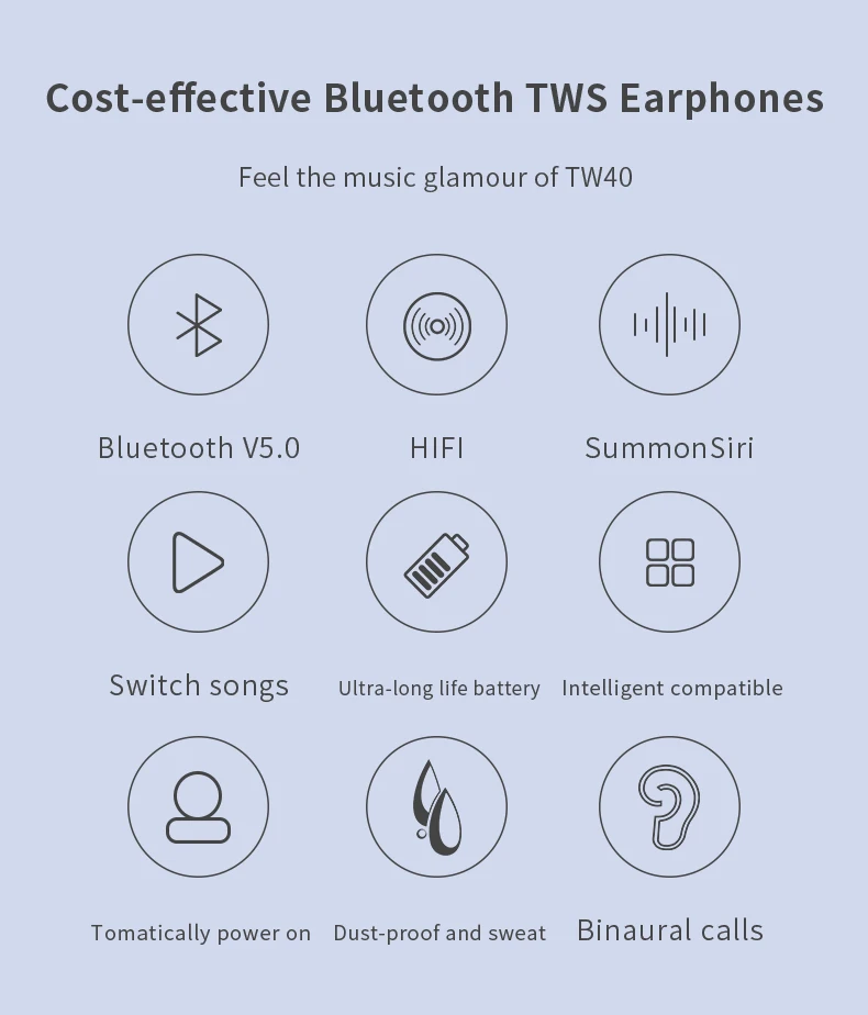 TW40 BT5.0 BlueTrum Chips TWS 17 TWS I19 High Quality Wireless earphone earbuds sport earphone - ANKUX.COM