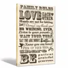 Vintage Family Rules Canvas Wall Art/gallery Wrapped Canvas Prints/inspirational Quote Canvas Artwork