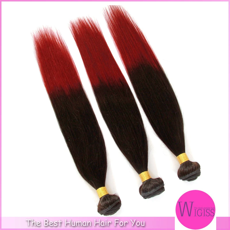 Fashion Brazilian Ombre Hair Extensions Straight Hair Brazilian Straight Hair Extensions 3Pcs/Lot 2 Tone 1B/BUG# Wigiss H6053AZ