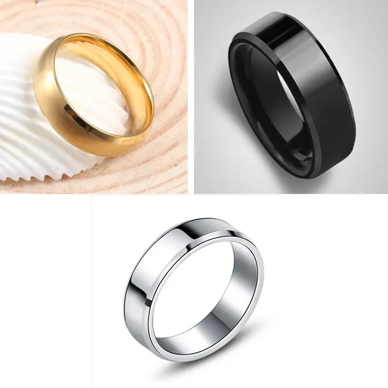 1 Pcs New Simple Polished Titanium Stainless Steel Ring Band for Men Women Lovers Various Sizes Silver Black Gold Classic Sales
