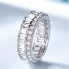 US JEWELS Simple Fancy 925 Sterling Silver AAA Cubic Zirconia CZ Diamond Eternity Ring