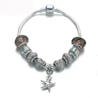 2018 New Fashion Mix Style Women Antique Silver Star Glass Beaded Pearl Bracelets & Bangles DIY Jewelry Charm Bracelet