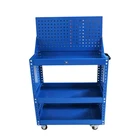 Metal steel tackle tool cabinet push cart work bench with heavy duty wheels and cupboard