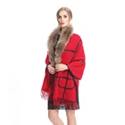 2019 Yiwu New Fashion Stock Women Scarves And Ladies 5 Colors Raccoon Fur Collar Wool Pure Cashmere Scarf Shawls With PU