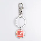 Trendy Flower JW Org Stainless Steel Keyring Color Printing Jehovah Pictures Bag Purse Keychain