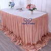 CL071D beautiful 2019 custom made many colors duty rose pleated table cloth or bridal table skirt